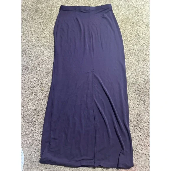 Vintage 90s Express World Brand Purple Maxi Skirt XS High Waisted Back Slit Plum - Picture 3 of 3